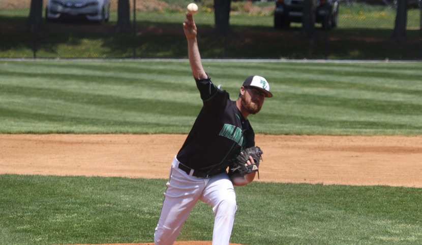 Copyright 2018; Wilmington University. All rights reserved. File photo of Sean Deely who improved to 5-1 with seven scoreless innings against Dominican. File photo by Frank Stallworth, April 26, 2018 vs. Jefferson.
