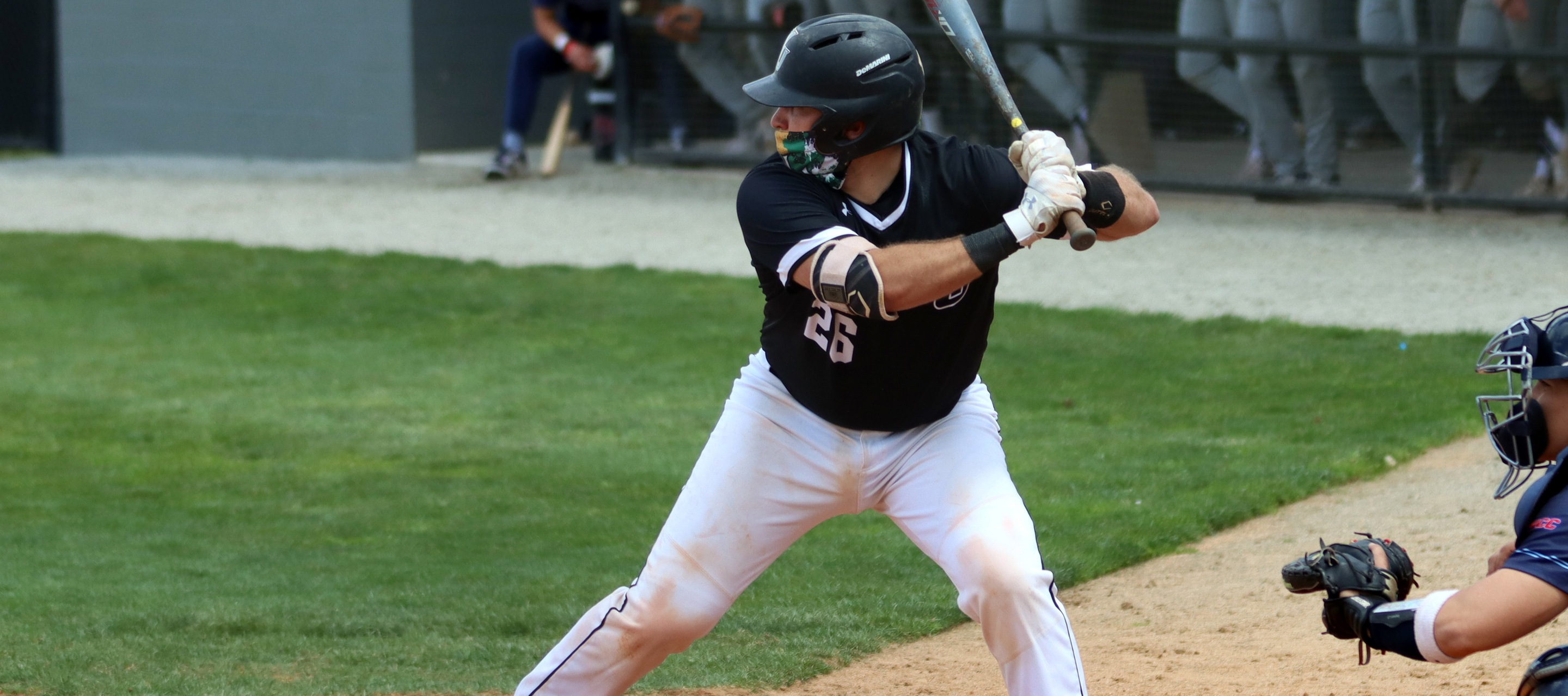 File photo of Brock Nowell who batted 2-for-5 with a run scored at Chestnut Hill. Copyright 2021; Wilmington University. All rights reserved. Photo by Erin Harvey.