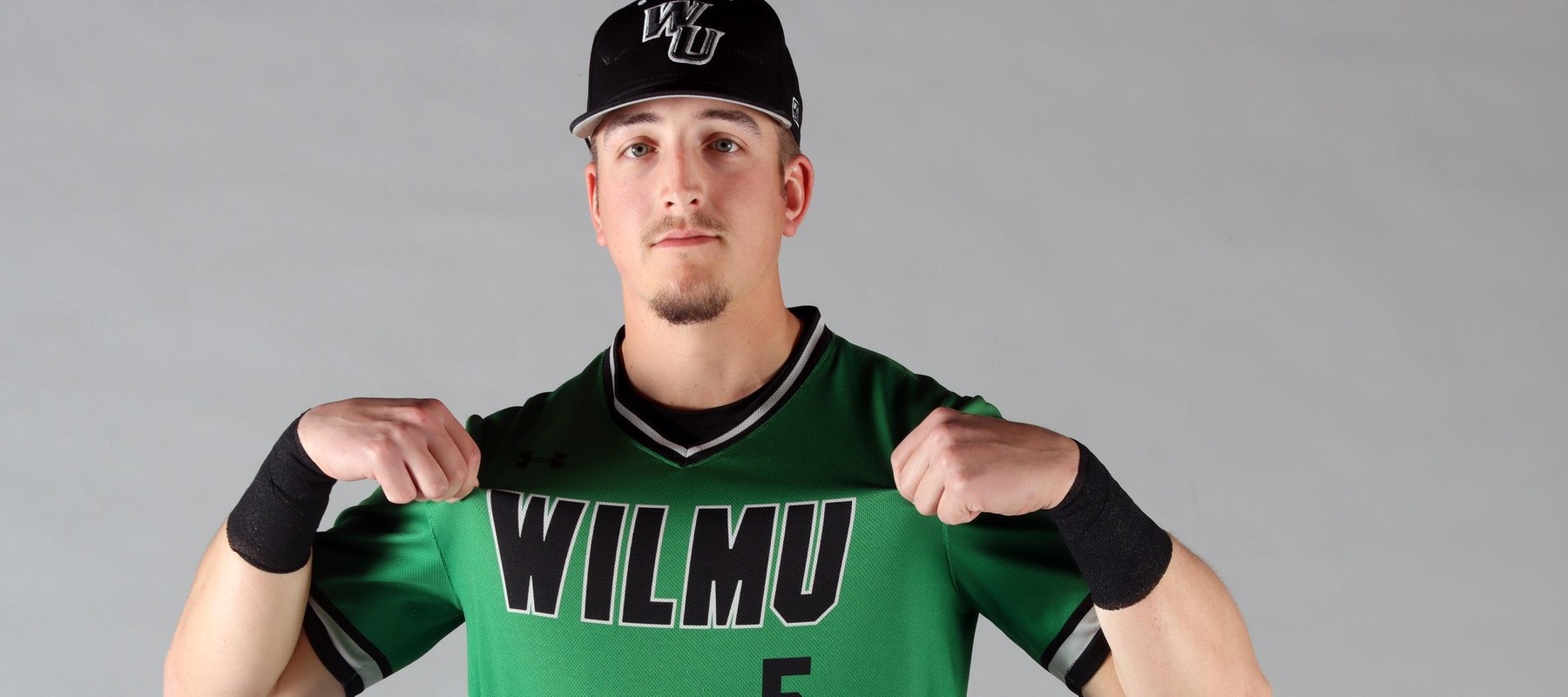 Photo of Matt Warrington who pitched 7 scoreless innings against Franklin Pierce. Copyright 2023; Wilmington University. All rights reserved. Photo by Dan Lauletta.