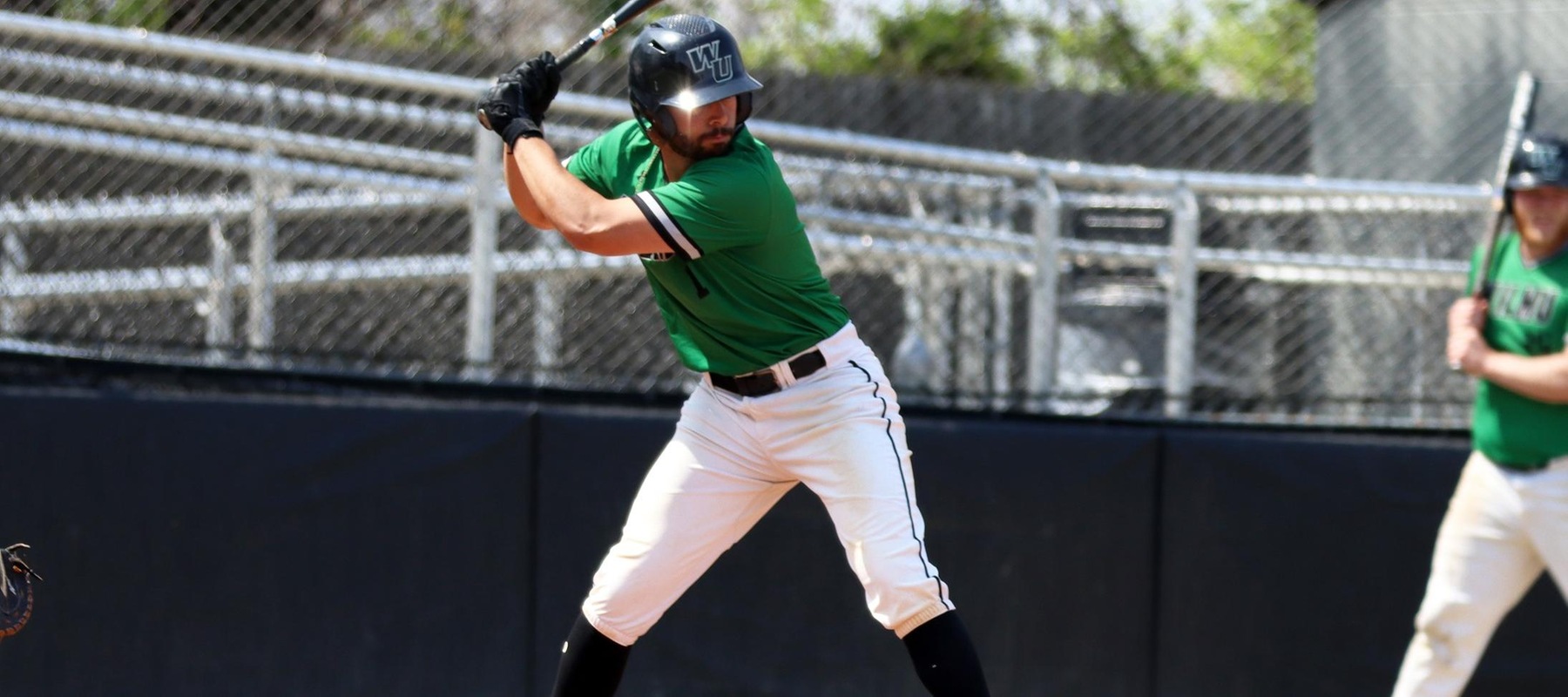 Nick Nocella had a double in game 1 and a homer in game 2 at Post. Copyright 2023; Wilmington University. All rights reserved. Photo by Dan Lauletta. April 5, 2023 vs. Bloomfield.
