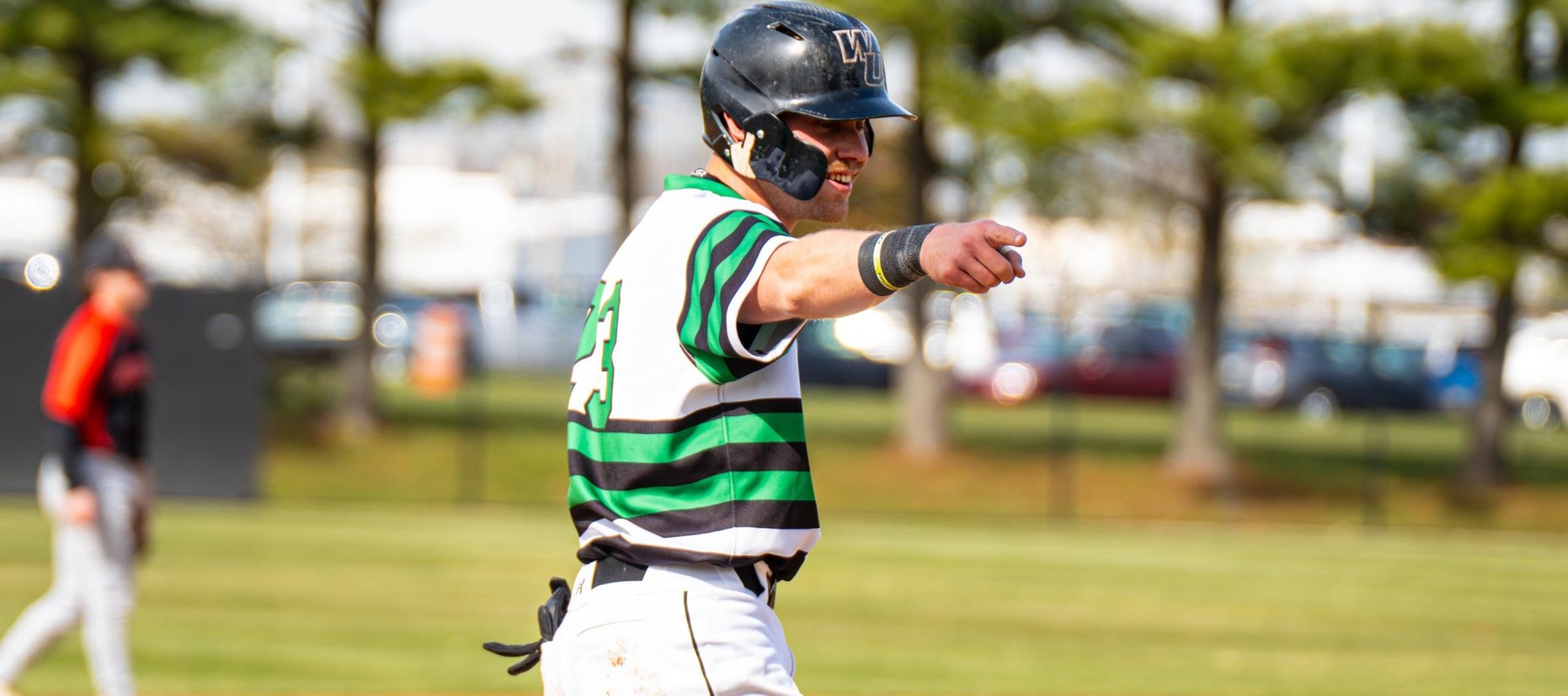 Photo of Jack McDonald who went 3-for-3 with two RBI and two runs scored in game two against Dominican. Copyright 2024; Wilmington University. All rights reserved. Photo by Giovanni Badalamenti. March 26, 2024 vs. Dominican.