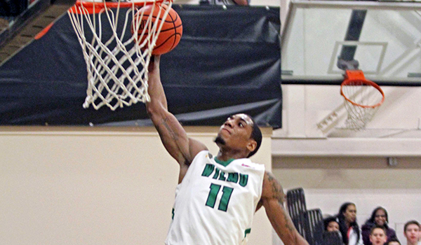 Copyright 2017; Wilmington University. All rights reserved. Photo of Taj Almon contributing to his double-double, by Frank Stallworth.