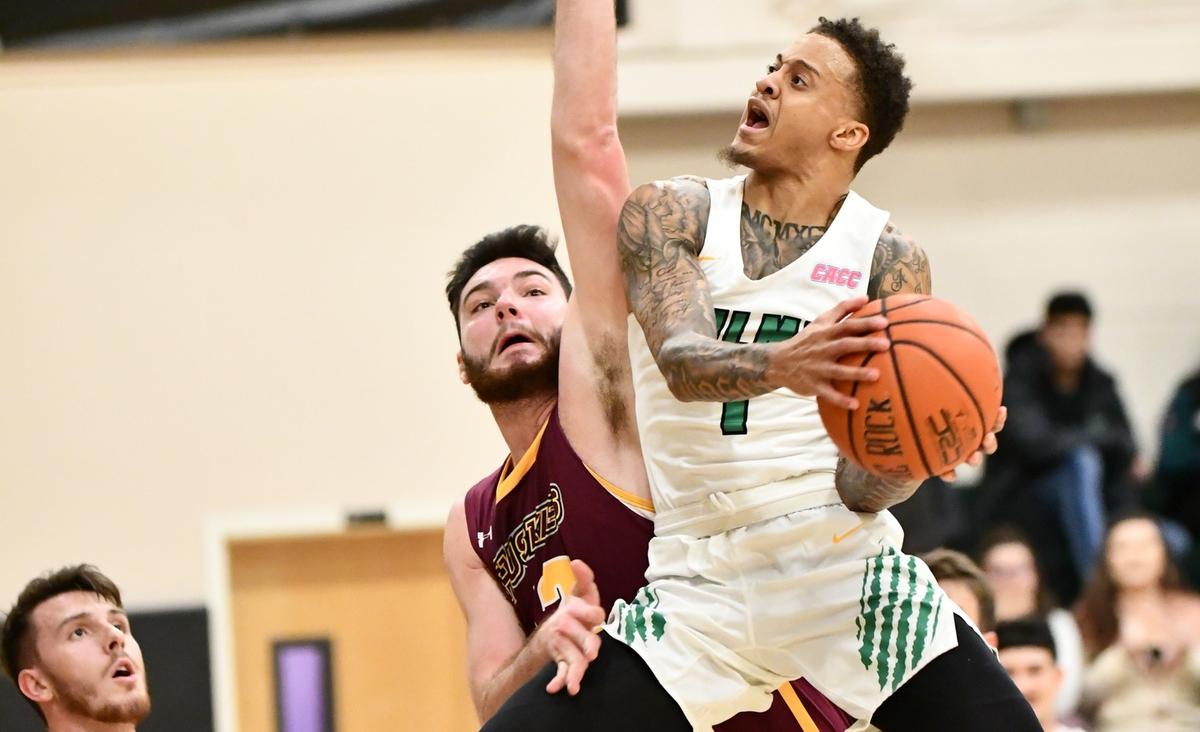 Photo of Jermaine Head who scored a career high 36 points against Bloomsburg and moved into second all-time in career points in program history. Copyright 2019; Wilmington University. All rights reserved. Photo by Gavin Bethell. December 16, 2019 vs. Bloomsburg.