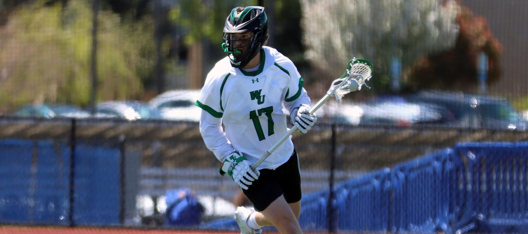 File photo of Jacob Herman who scored two goals and two assists at #1 Tampa in the 2023 season opener. Copyright 2022; Wilmington University. All rights reserved. Photo by Dan Lauletta. April 28, 2022 vs. Dominican. CACC Tournament Semifinals at Georgian Court.