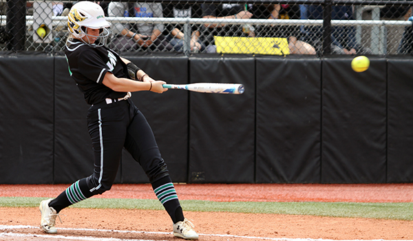 Copyright 2017; Wilmington University. All rights reserved. Photo of Meghan Brown who batted for 2-for-3 on Thursday against Adelphi.