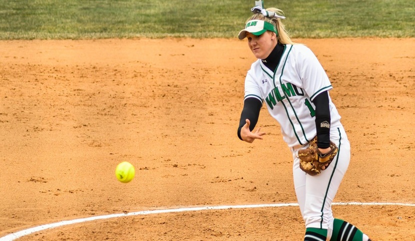 Copyright 2018; Wilmington University. All rights reserved. File photo of Makayla McCarthy who struck out 11 batters in game two, taken by Luis Rivera. March 17, 2018 vs. Bloomfield.