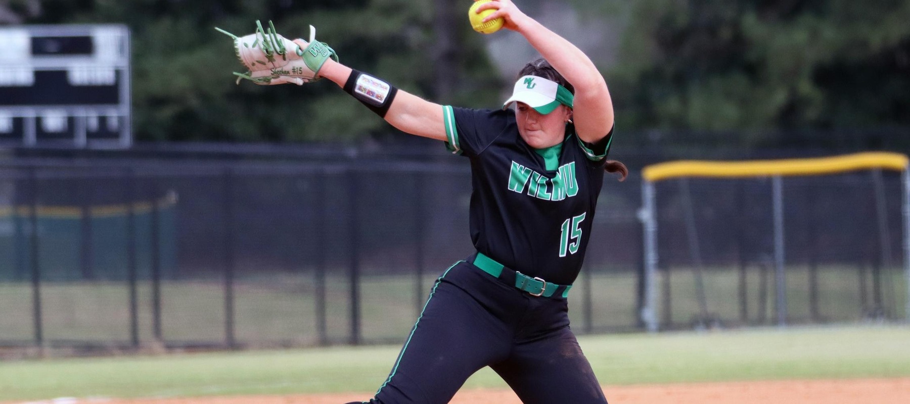 Photo of Delani Sheehan who picked up her first win as a Wildcat over No. 18 LIncoln Memorial. Copyright 2023; Wilmington University. All rights reserved. Photo by Erin Harvey. February 24, 2023 in Columbus, Ga.