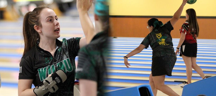 Photos of Rachel Hirst (5th) and CC Riojas (2nd) who earned All-Tournament Team at the Wildcat Invite. Copyright 2019; Wilmington University. All rights reserved. Photo by Dan Lauletta. November 15, 2019 at Bowlerama.