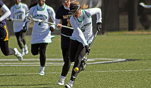 Copyright 2017; Wilmington University. All rights reserved. Photo of Megan Card who led the team with three points and five ground balls against Alderson-Broaddus, taken by Frank Stallworth.