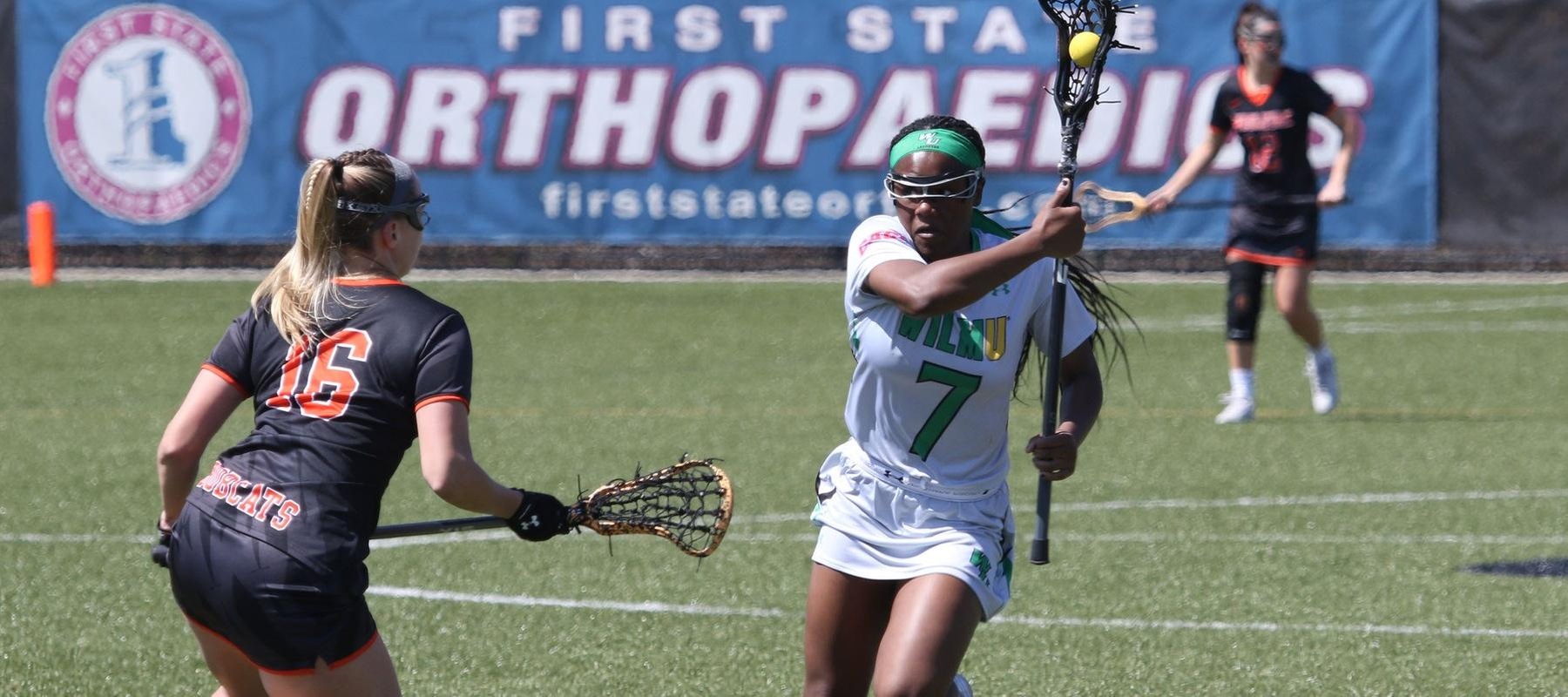 Copyright 2018; Wilmington University. All rights reserved. File phtoo of Lashay Ross who had six goals, 11 ground balls, seven draws, and five caused turnovers at Newberry. Photo by Frank Stallworth. March 31, 2018 vs. West Virginia Wesleyan.
