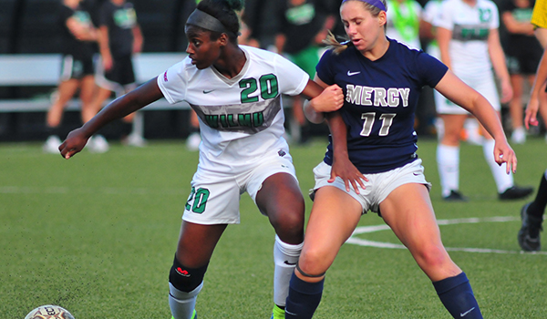 Copyright 2017; Wilmington University. All rights reserved. Photo of Kiya Wilson against Mercy, taken by Luis Rivera