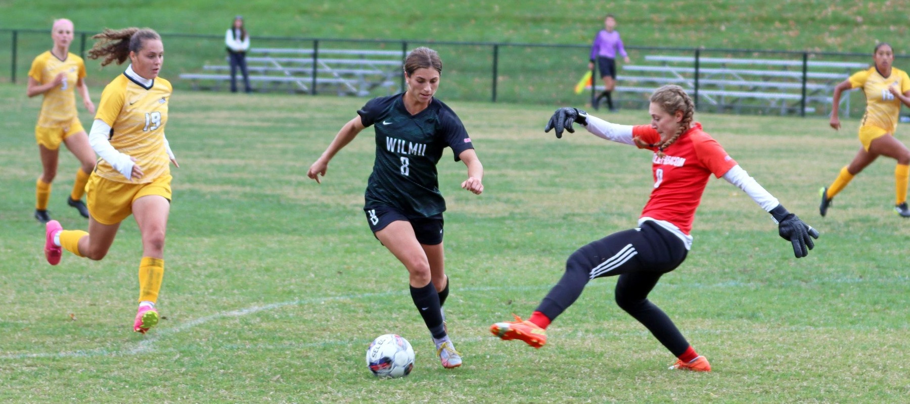 Photo of Alyssa Ruggeri against Goldey-Beacom. She finished with five points against the Lightning. Copyright 2023; Wilmington University. All rights reserved. Photo by Dan Lauletta. October 31, 2023 at Goldey-Beacom.