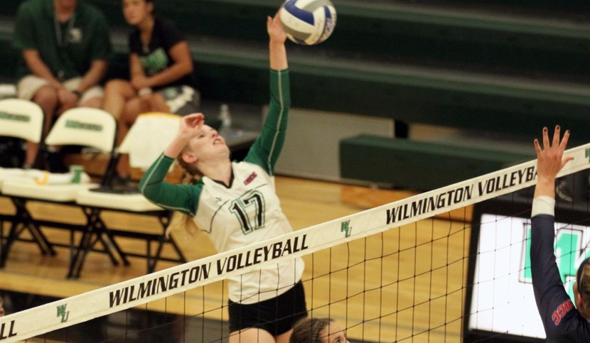 Copyright 2018; Wilmington University. All rights reserved. File Photo of Jill Braunsberg who had 18 assists, and 17 digs, and 7 kills. Photo by Dan Lauletta. September 11, 2018 vs. Jefferson.