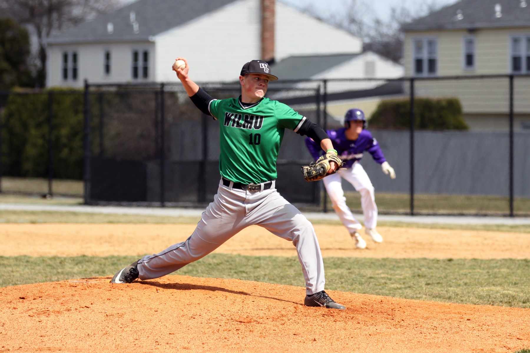 Copyright 2019; Wilmington University. All rights reserved. Photo of Dan Hyatt as he improved to 3-1 with the win. Photo by Dan Lauletta. March 17, 2019 vs. Bridgeport.