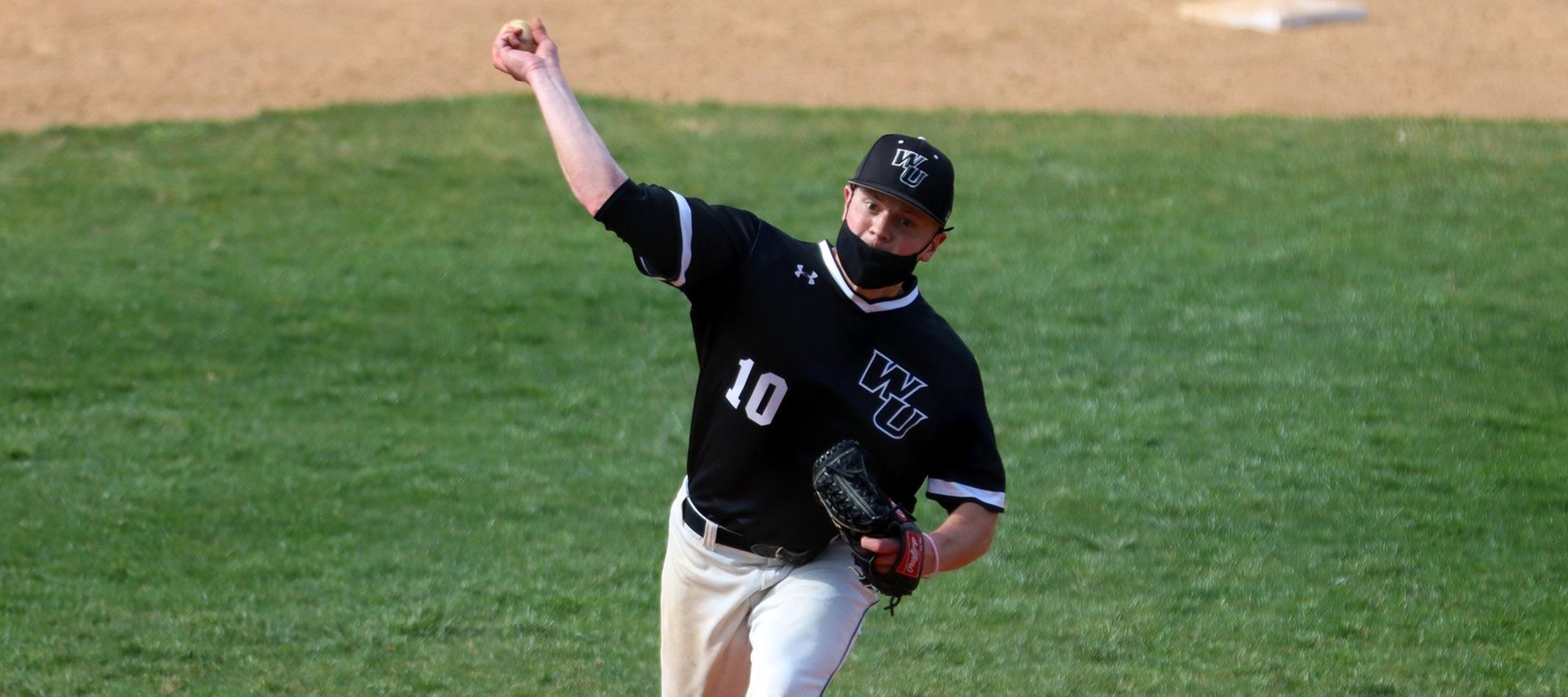Photo of Dan Hyatt who pitched 7 winnings with 7 K's in game two against Jefferson. Copyright 2021; Wilmington University. All rights reserved. Photo by Dan Lauletta. April 18, 2021 vs. Jefferson.