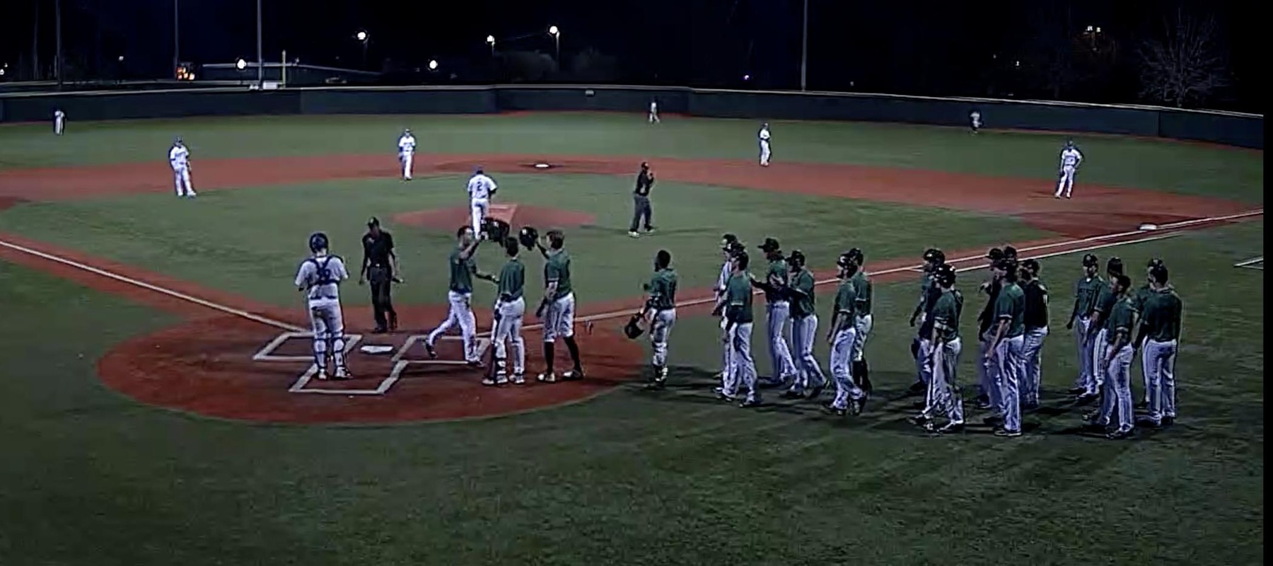 Screenshot of Shawn Edevane touching home plate after his homer in the opener against New Haven in Myrtle Beach.