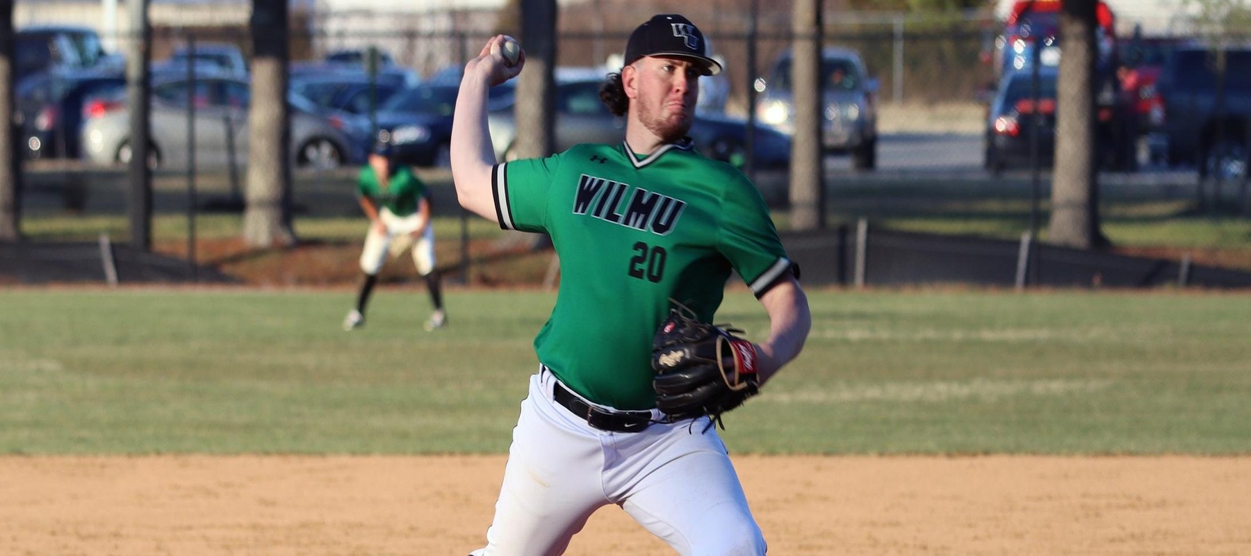 File photo of AJ Stento who threw a clean inning of relief against Millersville. Copyright 2022; Wilmington University. All rights reserved. Photo by Erin Harvey. March 15, 2022 vs. Shippensburg