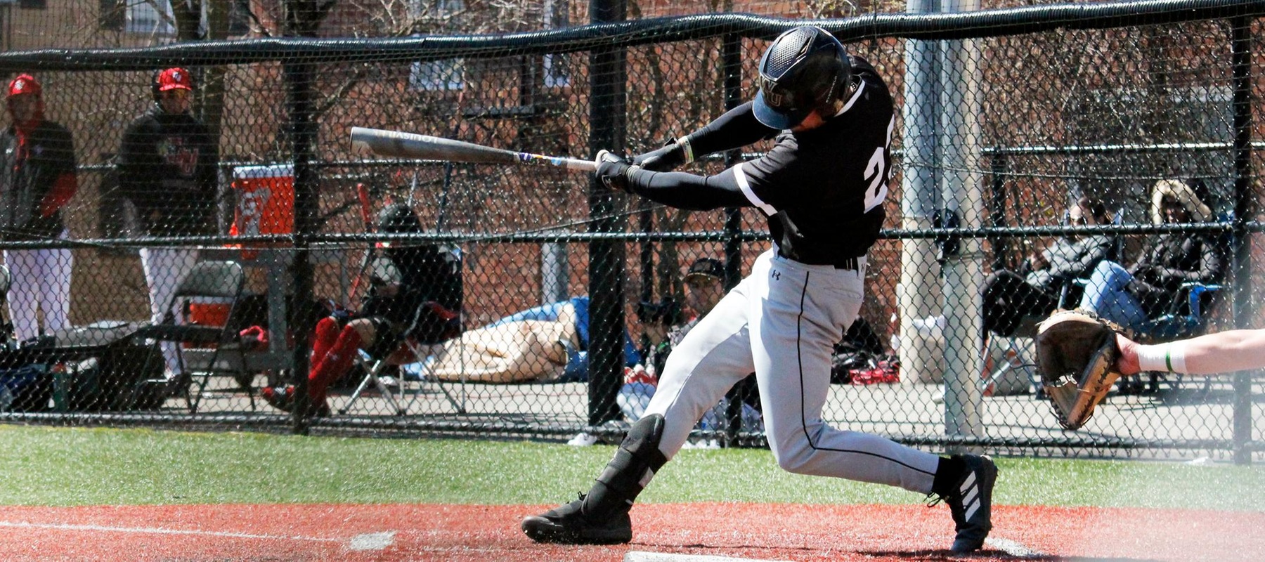 Photo of Jack McDonald who went 2-for-4 with a double and home run in game one and 3-for-3 with a triple in game two at Caldwell. Photo by Ric Edevane. April 2, 2023 at Kiwanis Oval.