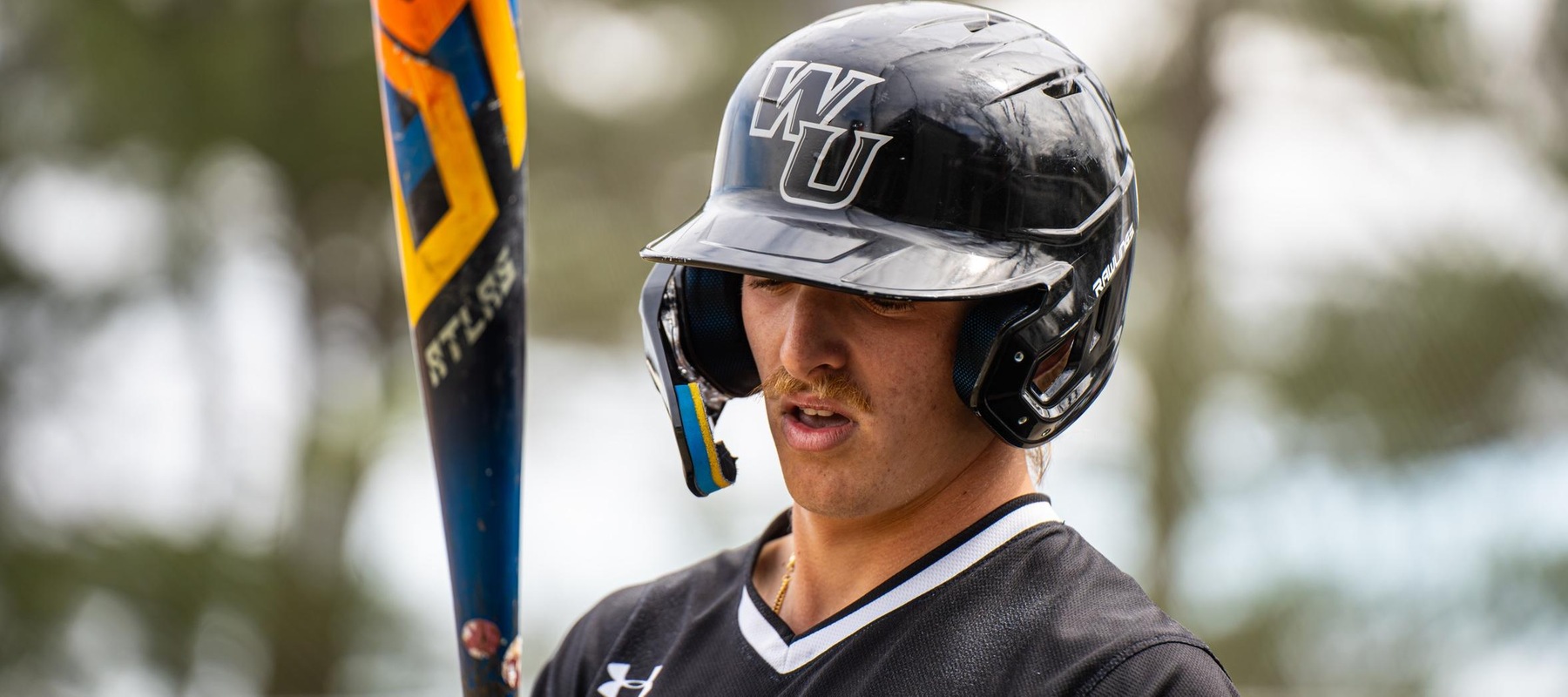 File photo of Brandon Grygo who hit a three-run walk-off home run in game one against Post. Copyright 2024; Wilmington University. All rights reserved. Photo by Giovanni Badalamenti. March 26, 2024 vs. Dominican.