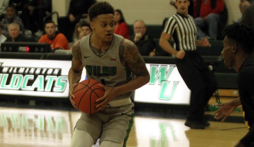 Copyright 2017; Wilmington University. All rights reserved. File photo of Jermaine Head, who led the team with 29 points at Jefferson, by Dan Lauletta. November 29, 2017 vs. UDC.