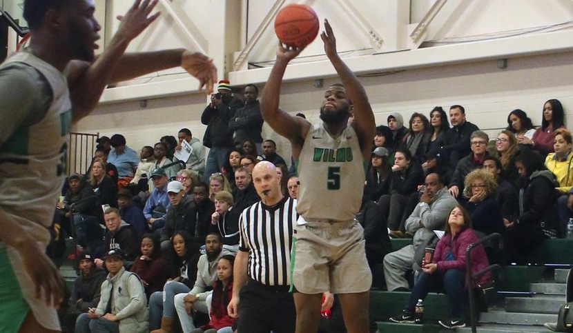 Copyright 2018; Wilmington University. All rights reserved. File photo of Shawn Church who scored 21 points with seven rebounds, and five steals against Chestnut Hill, taken by Frank Stallworth. February 3, 2018 vs. Bloomfield.