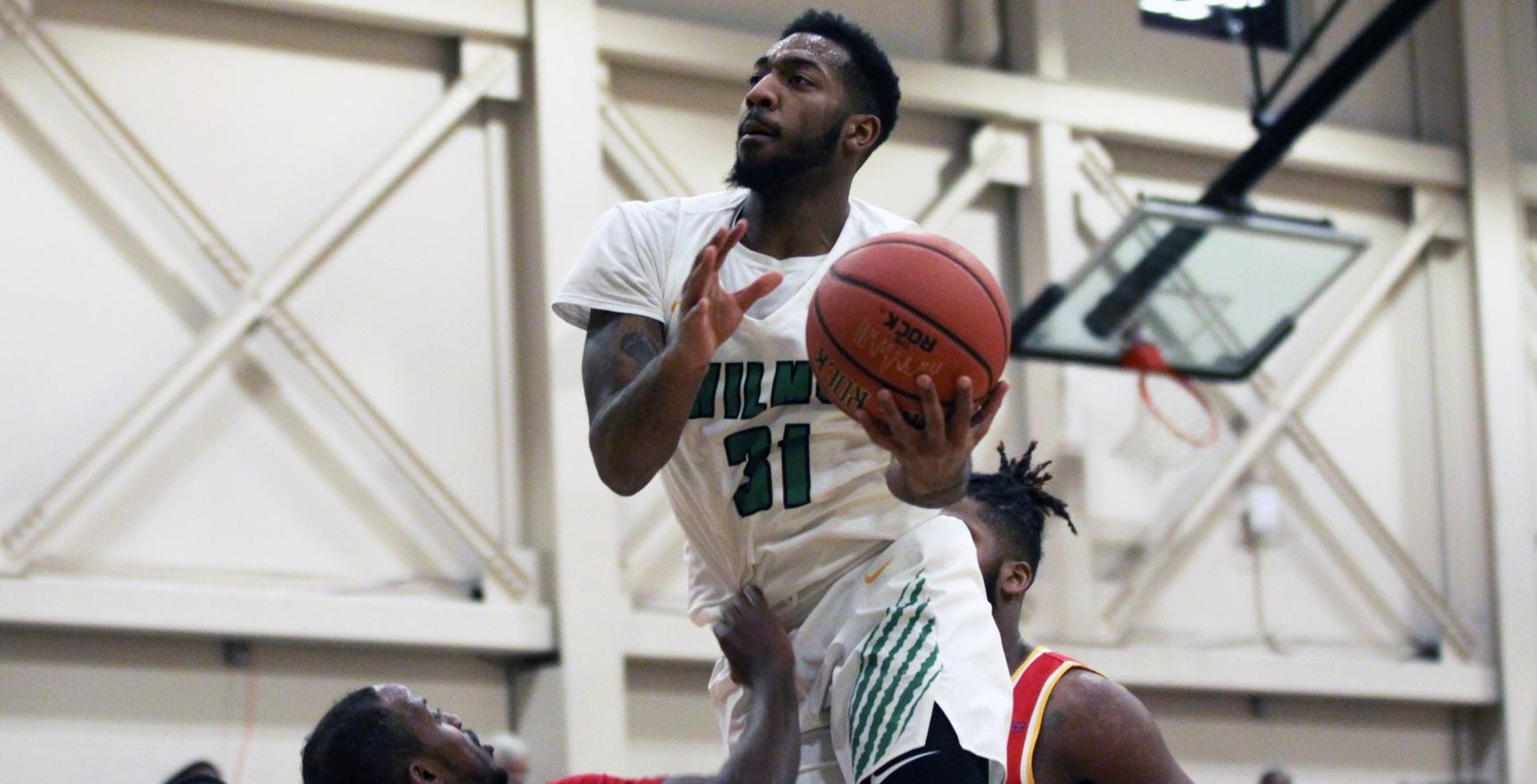 Copyright 2019; Wilmington University. All rights reserved. File photo of Thomas Farrior who led the Wildcats with 31 points at Post. Photo by Dan Lauletta. January 22, 2019 vs. Chestnut Hill.