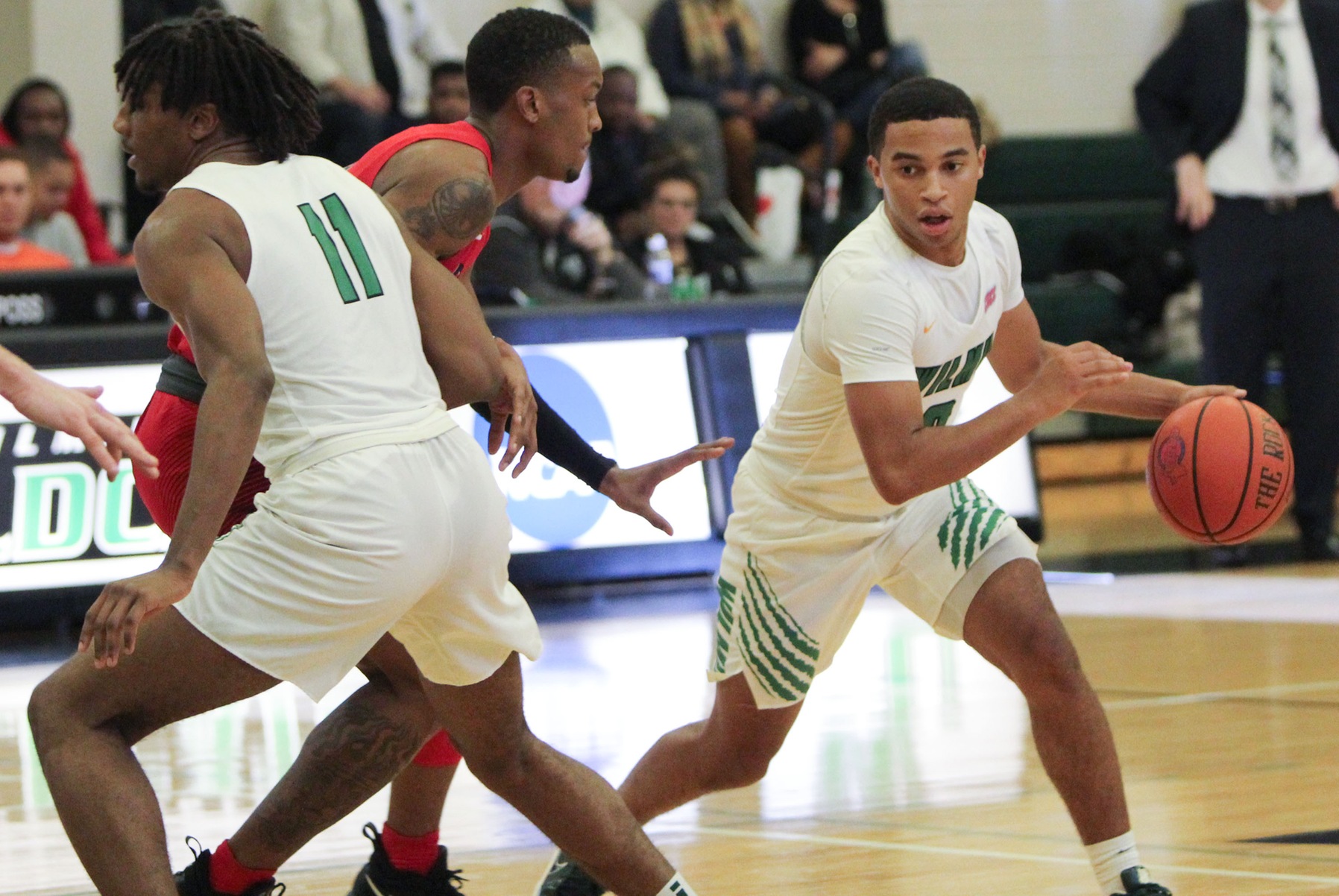 File photo of Tyler Norwood who scored 17 points off the bench at UDC. Copyright 2019; Wilmington University. All rights reserved. Photo by Samantha Kelley. November 16, 2019 vs. Shippensburg.
