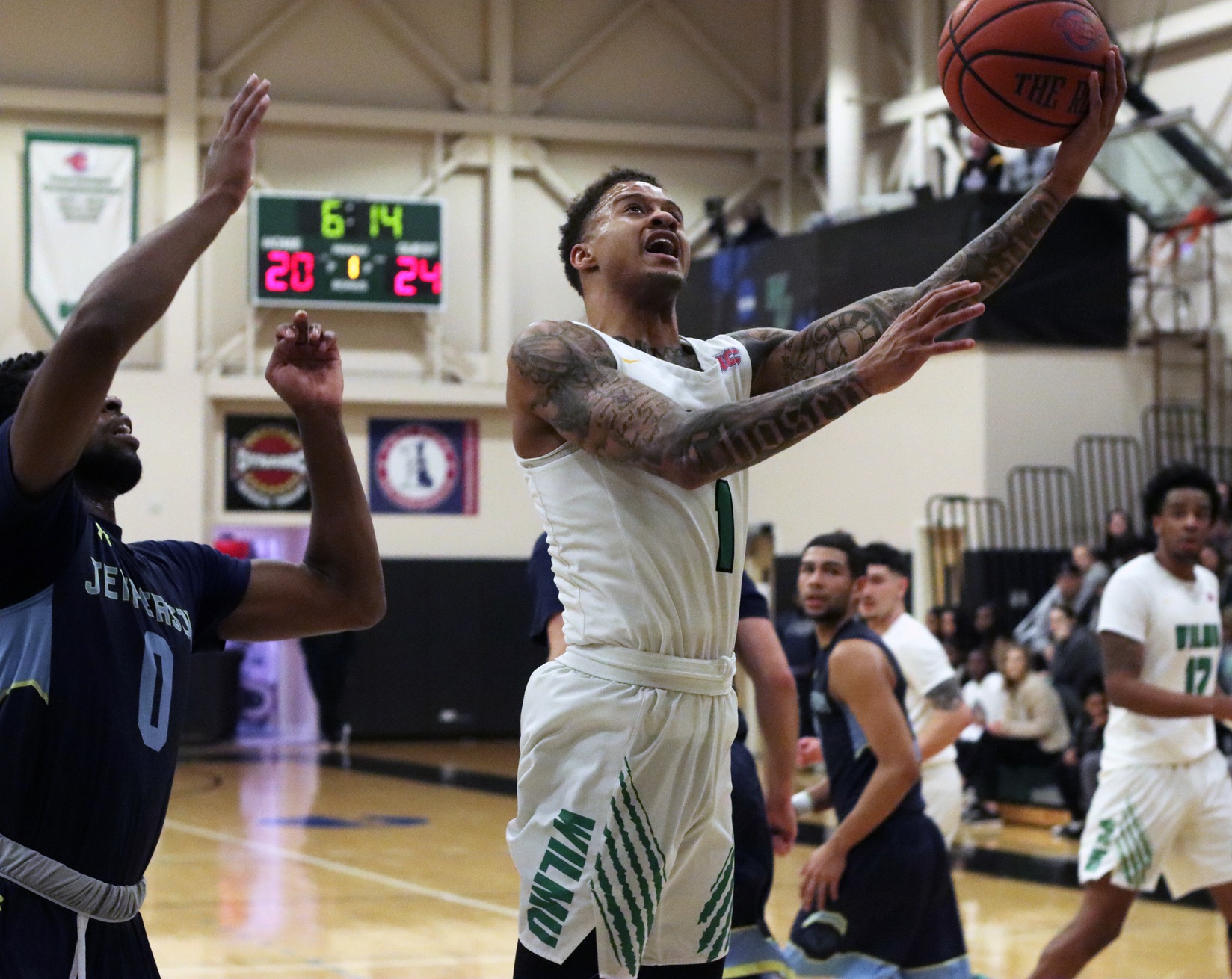 Photo of Jermaine Head who scored 20 points, 8 rebounds, and 7 assists, becoming the all-time leader in assists at WilmU on Wednesday night. Copyright 2020; Wilmington University. All rights reserved. Photo by Laura Gil. February 12, 2020 vs. #10/11 Jefferson.