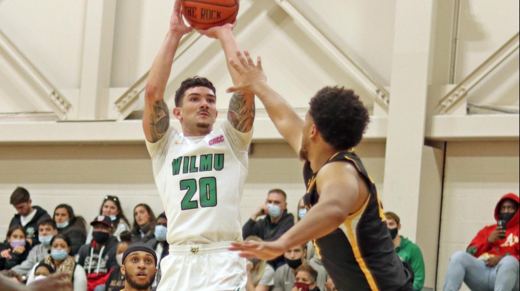 File photo of Danny Walsh who scored 16 points at Jefferson. Copyright 2021; Wilmington University. All rights reserved. Photo by Trudy Spence. November 20, 2021 vs. Bowie State.