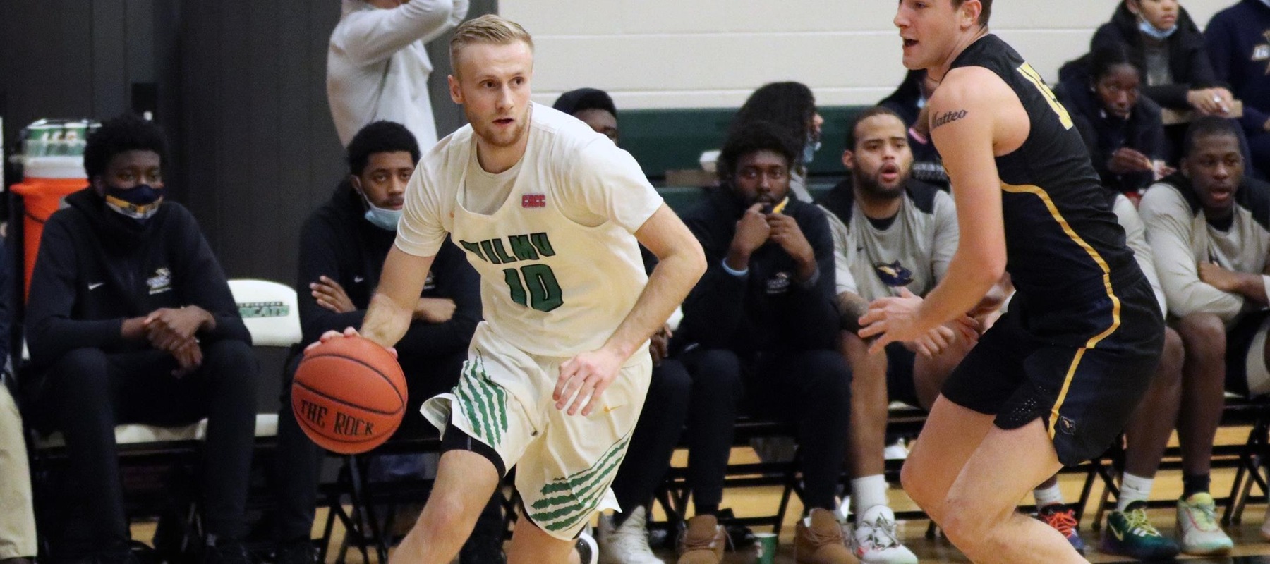 File photo of Caleb Matthews who scored a season high 19 points at Bloomfield. Copyright 2022; Wilmington University. All rights reserved. Photo by Dan Lauletta. January 18, 2022 vs. Goldey-Beacom