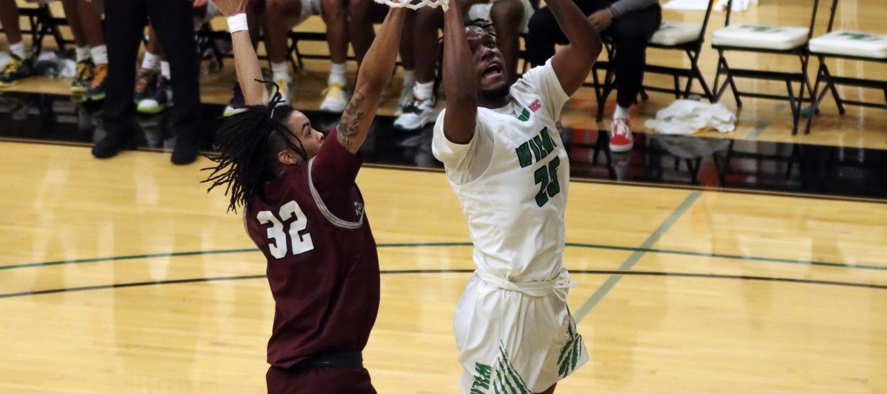 File photo fo Nalik Veasley who came off the bench to score 11 points and add 12 rebounds against Dominican. Copyright 2022; Wilmington University. All rights reserved. Photo by Dan Lauletta. February 9, 2022 vs. USciences.