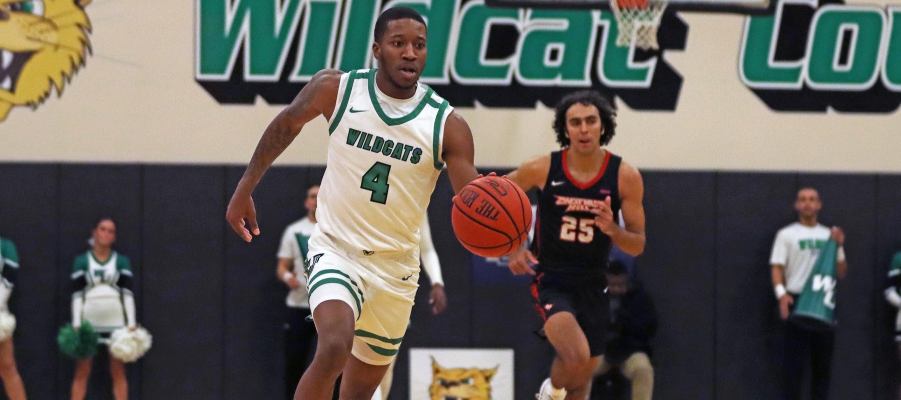 File photo of Taalib Holloman who scored a career-high 30 points at Holy Family on Wednesday. Copyright 2023; Wilmington University. All rights reserved. Photo by Dan Lauletta. November 29, 2023 vs. Chestnut Hill.