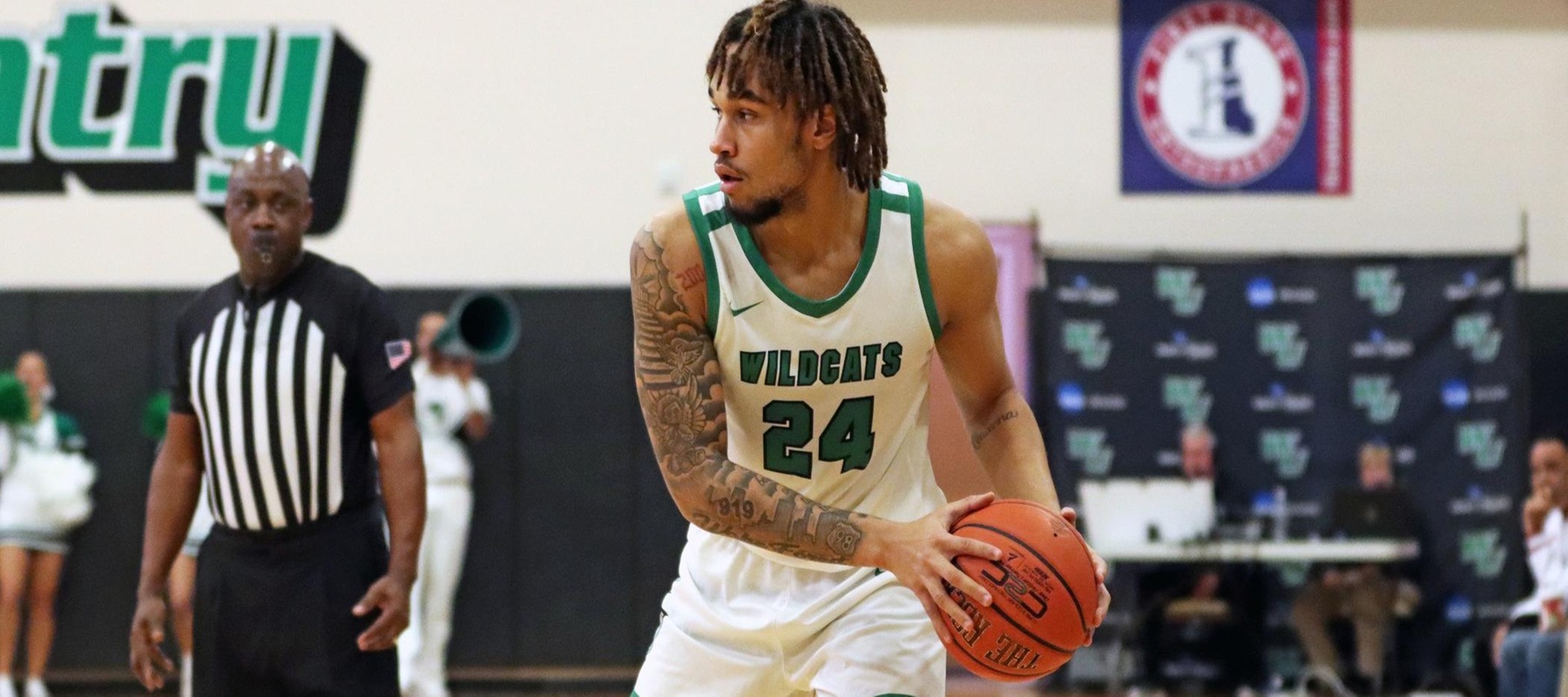 File photo of Kaleb Hedgepeth who came off the bench to score 12 points with 5 rebounds and 2 blocks at Jefferson. Copyright 2023; Wilmington University. All rights reserved. Photo by Dan Lauletta. December 9, 2023 vs. Lock Haven.