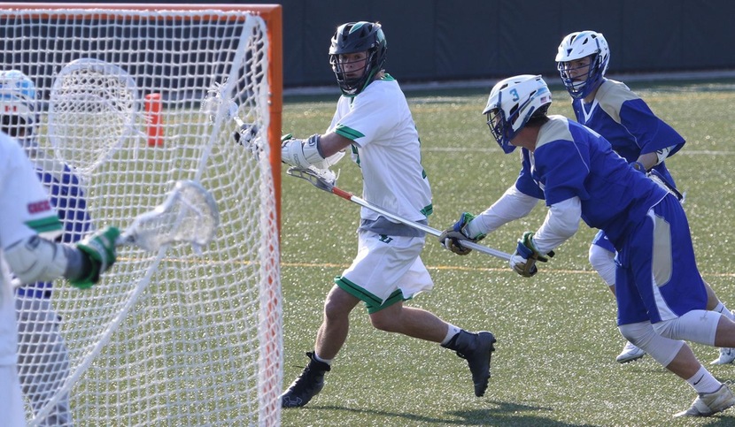 Copyright 2018; Wilmington University. All rights reserved. Photo of James Colligan about to score his first career goal, taken by Frank Stallworth. April 11, 2018 vs. Georgian Court.
