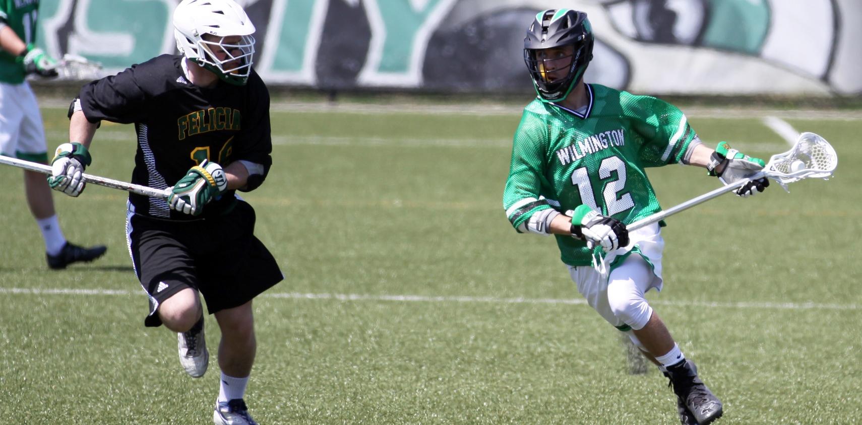 Copyright 2018; Wilmington University. All rights reserved. File photo of Chris Smith who led the team with four goals at Lees-McCrae. Photo by Dan Lauletta. April 14, 2018 vs. Felician.