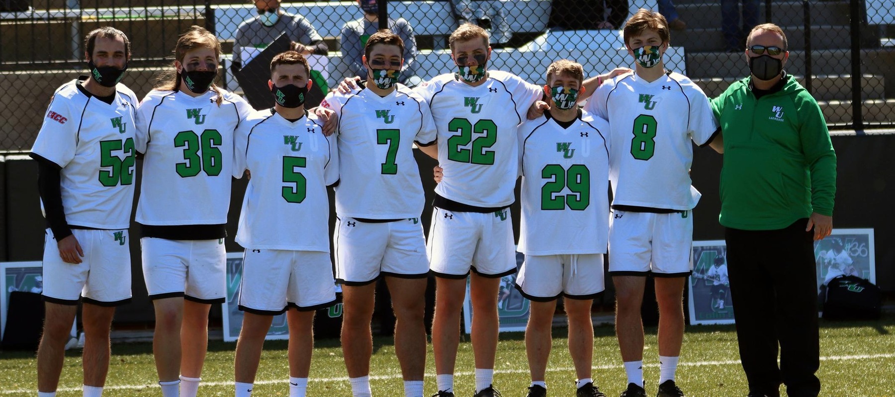 Photo of Senior Day festivities following the game against Caldwell. Copyright 2021; Wilmington University. All rights reserved. Photo by Erin Harvey.