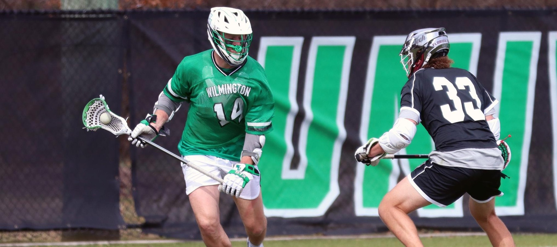 File photo of Jake Copio who scored four of his team high six goals in the first quarter at Caldwell. Copyright 2022; Wilmington University. All rights reserved. Photo by Mitchell Coll. March 7, 2022 vs. #15 Florida Tech.