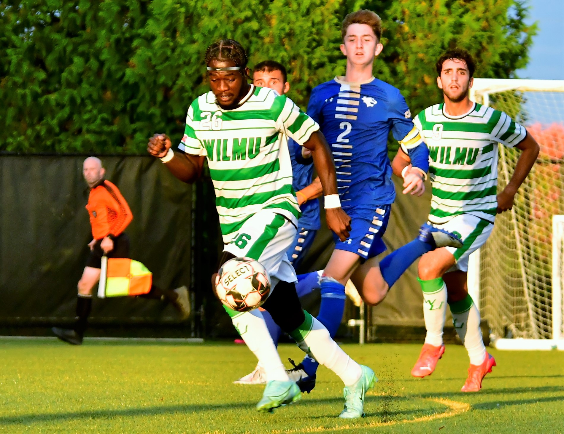 File photo of Hakim Williams who scored two goals against Chestnut Hill. Copyright 2021; Wilmington University. All rights reserved. Photo by James Jones. October 27 vs. Georgian Court.