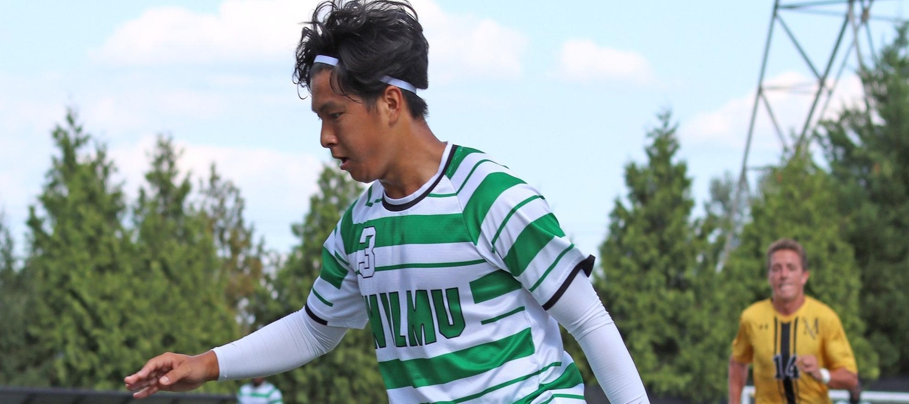 File photo of Yohan Kim who scored his first goal of the year at Bentley. Copyright 2022; Wilmington University. All rights reserved. Photo by Trudy Spence. August 31, 2022 vs. Millersville.