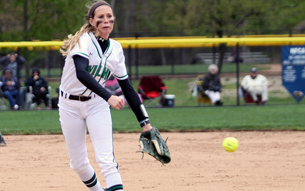 Wilmington Softball Takes CACC Tournament Opener, 1-0; Leads Bloomfield, 9-5, in Sixth Inning as Rain Halts Finish