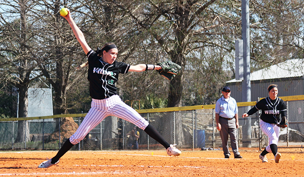 Copyright 2017; Wilmington University. All rights reserved. File photo of Danielle Bradley who pitched 7.0 strong innings in game two on Thursday.