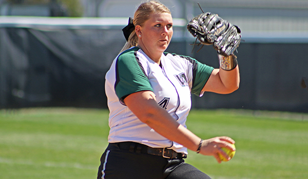 Copyright 2017; Wilmington University. All rights reserved. File photo of Brooklyn Lachette who tossed a complete game shutout in game two on Sunday against Concordia, taken by Frank Stallworth.