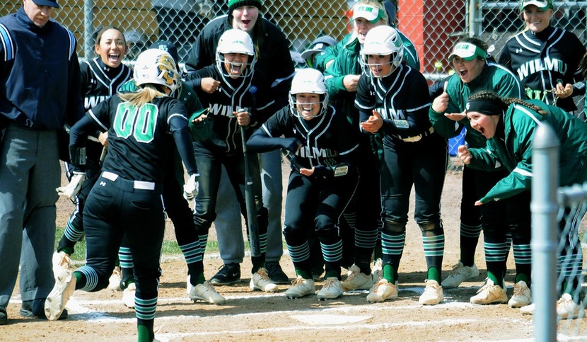 Copyright 2018; Wilmington University. All rights reserved. Photo of Lexi Baughman's three-run home run in the first game at Shippensburg. Courtesy of Bill Morgal and the Shippensburg University Sports Information Office.