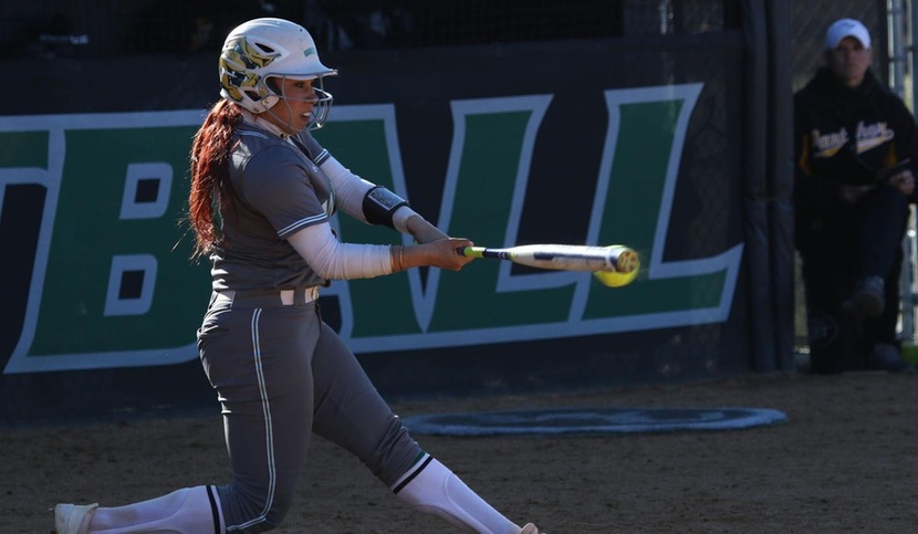 Copyright 2018; Wilmington University. All rights reserved. File photo of Mirabella Klebart who hit a three-run homer against Holy Family on Tuesday. Photo by Frank Stallworth. March 18, 2018 vs. Adelphi. Game 2.