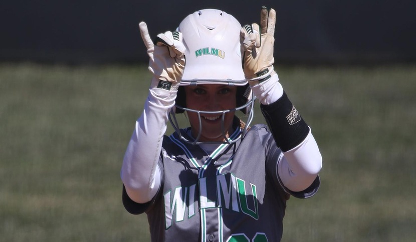 Copyright 2018; Wilmington University. All rights reserved. File photo of Lexi Baughman who went 3-for-3 with a double and three RBI in game two at Goldey-Beacom. Photo by Frank Stallworth. March 18, 2018 vs. Adelphi. Game 1.