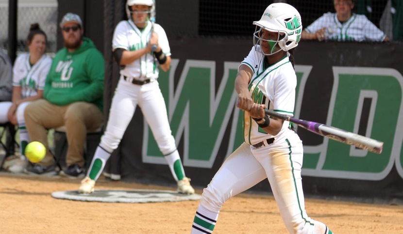 Copyright 2018; Wilmington University. All rights reserved. File photo of Rosa'Lynn Burton who batted 6-for-7 with two triples, a double, three RBI, four runs, and two stolen bases at Jefferson. Photo by Erin Harvey. April 11, 2018 vs. USciences (game 1).