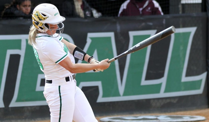 Copyright 2018; Wilmington University. All rights reserved. File photo of Lexi Baughman who hit a double and a home run at Chestnut Hill. Photo by Erin Harvey. April 11, 2018 vs. USciences (game 1).