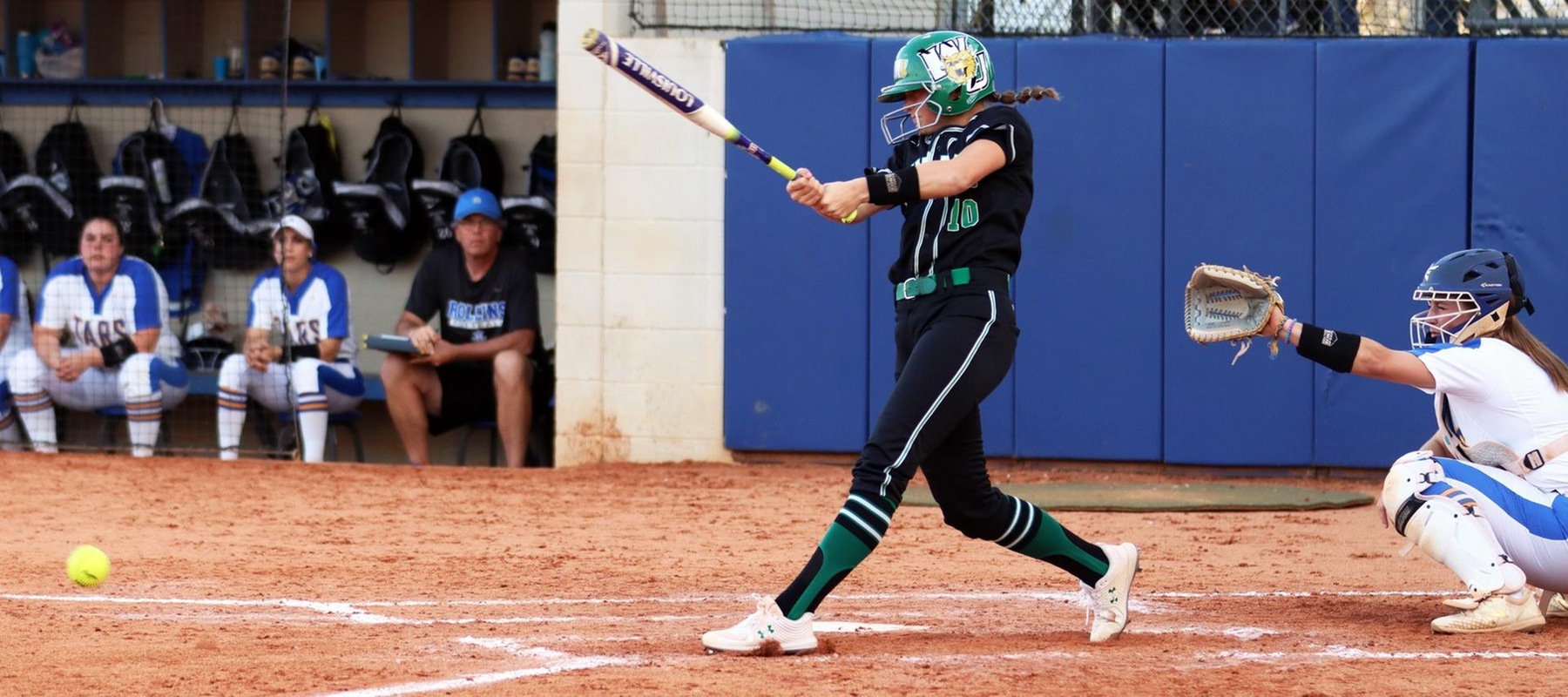 File photo of Sara Miller who went 3-for-4 with a double and a triple in game two at Molloy. Copyright 2020. Wilmington University. All rights reserved. Photo by Mary Kate Rumbaugh. March 2, 2020 vs. Rollins College in Winter Park, Florida.