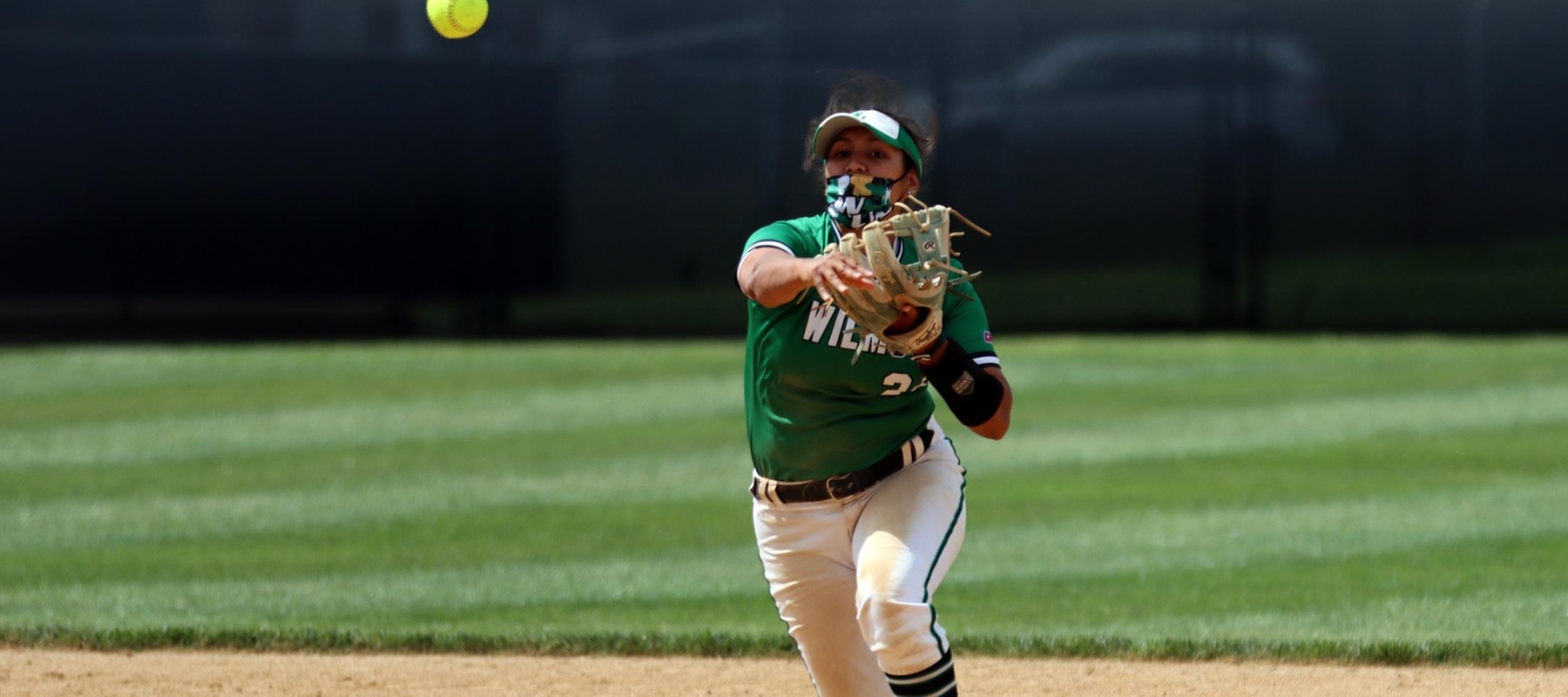 Photo of Alyssa Velasquez who had a hit and two stole bases on Monday. Copyright 2021; Wilmington University. All rights reserved. Photo by Erin Harvey.