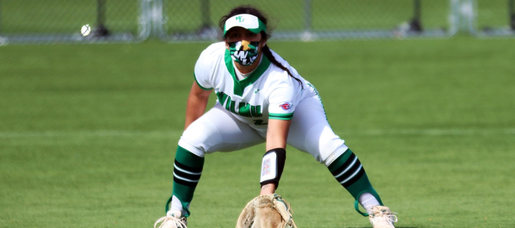 File photo of Alyssa Velasquez who had two hits in each game against Caldwell. Copyright 2021; Wilmington University. All rights reserved. Photo by Dan Lauletta. March 27, 2021 at Felician.